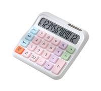Calcolatrice desktop a 12 cifre LCD grande visualizzazione LCD grande tastiera meccanica Batteria solare a tastiera operata per gli studenti della scuola di ufficio Accountanti (Bianco)