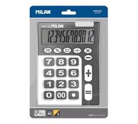 Calcolatrice Milan Extra Large a 12 cifre - Tasto di correzione per l'inserimento dei dati - Bianco e nero