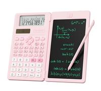 Calcolatrice scientifica per studenti, calcolatrice scientifica pieghevole 82 MS con blocco note per forniture scolastiche medie e superiori, rosa