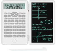 Calcolatrice scientifica, tavoletta da scrittura LCD 2 in 1 con design pieghevole per finanza, scienza e matematica, calcolatrice portatile per ufficio, casa e scuola (bianco)