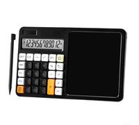 Calcolatrice solare a 12 cifre, grande display LCD con lavagna per aritmetica e disegno, design portatile con lungo tempo di standby, adatta per studenti e uso in ufficio (nero)