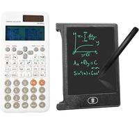 Calculator Solar Powered Engineering Scientific for FC-991ES Plus 2nd Edition with 4.4 inch LCD Erasable Writing Tablet, Portable Calculator-417 Functions with Notepad for School,Office(White)