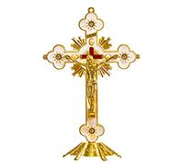 Calculs - Croce da tavolo in metallo con crocifisso per ebrei, con supporto per preghiere di Cristo Gerusalemme, decorazione per la casa, 20,3 cm