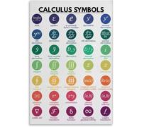 Calculus Math Poster - Clear Chart of Common Symbols, Formulas, and Notations - Quick-Study Reference & Decorative Wall Art for Bedroom or Home Office(Unframed,08x12inch(20x30cm))