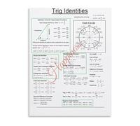 Calculus Prep Poster Trig Identities Cheat Sheet Decor | Large print format readable from across the study room(Framed,08x12inch(20x30cm))
