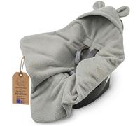 Calda coperta avvolgente boucle per ovetto e passeggino - copertina Teddy bifacciale con cappuccio - premium termica per l'inverno neonato 90×90 cm Grigio chiaro