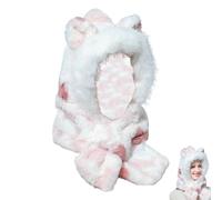 Calda sciarpa con cappuccio, antivento e antivento, con fodera in peluche per le donne, Rosa batik, Siehe Beschreibung