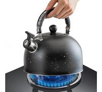 Caldaia a pipa - pentola in acciaio con manico ergonomico | Caldaia ad acqua calda in acciaio da 2,5 l con caldaia a pipa forte per fornelli a gas, fornelli elettrici, piani cottura a