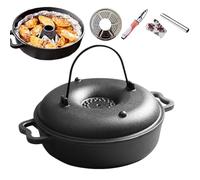 Caldaio In Ferro - Pentola In Ghisa Stagionata S/M/L, Pentola Da Cucina Con Manico, Caldaio Olandese Da Camp | Utensili Da Cucina Resistenti Alte Temperature Per Friggere, Stufato