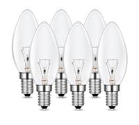 Caldarax Lampadina a Candela E14 230V, Lampadina Trasparente a Goccia, Dimmerabile Bianco Caldo 2700K, C35 Candela Forma, 600LM, Lampadine Decorative, per Lampadario, Lampada da Scrivania, 6 Pezzi