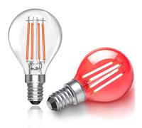 Caldarax Lampadine LED Rosse E14 da 4W, Equivalente a 40W, 400LM, AC 220-240V, Golf G45/P45 LED Filamento, E14 Lampadine Colorate a LED, Decorazione per Halloween Natale Party Bar, 2 Pezzi