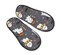 Calde Pantofole da Donna Halloween Ghost Pumpkin Scarpe da Casa Pelose Slippers per Casa Invernali Hotel M