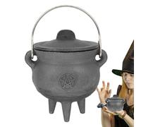 Calderone - Bollitore nero da 1 unità con coperchio e manico | Secchio per vasi da per feste di dolcetto o scherzetto, professionale, resistente, robusto, nuovo, pezzo di utensile, kit per macc
