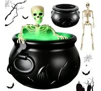 Calderone Delle Streghe Nera, Calderone Decorazioni Halloween Da Interno con Luci LED e Fumo, Calderone Magico per Halloween, Vaso da strega nero per Halloween, Pentola per calderone in plastica