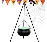 Calderone Halloween - arredamento Stregoneria brillante con supporto, Design classico nero per lo | Accento di Zona spaventosa per la Casa infestata, Impostazione del in Pieno