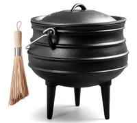 Calderone In Ghisa Con Coperchio, Manico, Pentola Da Campeggio, Pentola In Ghisa Per Cucinare Sul Fuoco(2L)