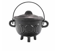 Calderone in ghisa, perfetto per stregoneria, incantesimi energetici, altare di Halloween, rituali pagani e wiccan (Tripple Moon, 11 x 13 cm)