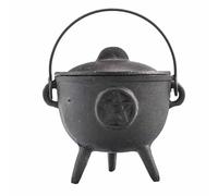 Calderone in ghisa, perfetto per stregoneria, incantesimi energetici, altare di Halloween, rituali pagani e wiccan (Pentagono, 11 x 13 cm)