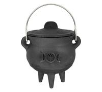 Calderone Nero, Calderone in ghisa con coperchio e manico, Bollitore per calderone nero Ciotola per caramelle di Halloween per streghe Secchio per mago per streghe Decorazione Prop