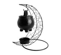 Calderone Scaldacera Diffusore Aromatico Nero Gotico Arredamento Casa | Scaldacera delle Streghe con Lumino Halloween Yoga Festa Vacanze Tavolo Scrivania Salotto Sala da Tè
