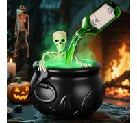 Calderone Strega con Pozione Scheletro, Decorazione Calderone Halloween | Diffusore Calderone da Strega, Pentola Magica Verde Luminosa, Decorazione Interni Halloween, per Casa Vintage Tavolo(M)