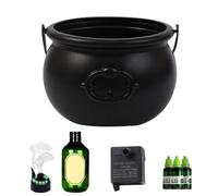Calderone Strega,Decorazione Halloween Calderone Effervescente - Calderone Nero con Bottiglie di pozione galleggianti a bolle per la decorazione esterna