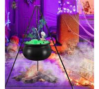 Calderone strega di Halloween con supporto treppiede, 78 cm grande calderone streghe con luci Hocus Eyeballs Skeleton,Witches P