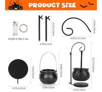 Calderone Strega Nero con Supporto Grande Secchiello Caramelle per Celebrazioni