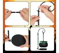 Calderone Strega Nero con Supporto Grande Secchiello Caramelle per Celebrazioni