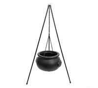 Calderone streghe, calderone strega di Halloween con luci a corda, decorazioni per la casa, il giardino, il portico, l'esterno (altezza 130 cm, padella 20 cm)