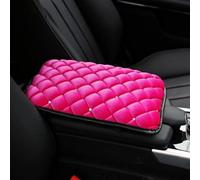 Caldo bracciolo foderato in flanella per auto con elegante decorazione a diamante per un migliore look interno (rosso rosa)