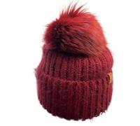 Caldo cappello islandese di protezione dell'orecchio lavorato a maglia per l'inverno - Berretto spesso e accogliente per il freddo, Rosso, Taglia unica