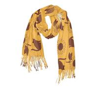 caldo cashmere sentire sciarpe invernali per le donne natale per femmina miele giallo e mattone marrone gatto e girasole bufandas para invierno mujer
