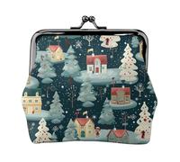 Caldo Christmas House piccoli portafogli da donna, portafogli da donna, portamonete da donna, piccolo portafoglio da donna, con cerniera e chiusura a bacio, nero, taglia unica, Art Deco, Nero , Taglia