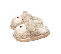 Caldo Ciabatte da casa kawaii e carine con orsetto, da donna e da bambina, in peluche e cotone, con animali dei cartoni animati, for l'inverno, calde, for interni ed esterni, con pelo. Casa(Kaki,4 EU)