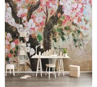 Caldo E Bello Doodle Disegnato A Mano Rami Di Albero Di Fiori Rosa 3D Carta Da Parati Facile Installare Mobili Sfondi Ufficio Divano Camera Letto Sfondo Decorazione Murale-250cm×170cm