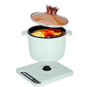 Caldo elettrico,1.5L antiaderente padella rivestita,Smart Cookware multifunzionale con funzione di tenere caldo,Mini Ramen Cooker,Multi-purpose Electric Pan per la casa/ufficio/dormitorio,bianco
