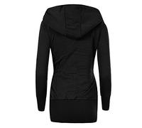 Caldo interno non tessuto imbottito giacca sottile cerniera cappotto per le donne, Nero , 3XL