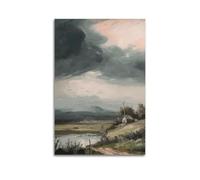Caldo Moody Pittura Paesaggio Vintage Paese Olio Moody Nuvole Paesaggio Casale Decorazione Della Parete Tela Arte Della Parete Per La Decorazione Della Camera Estetica Della Parete Poster Pittura