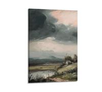 Caldo Moody Pittura Paesaggio Vintage Paese Olio Moody Nuvole Paesaggio Casale Decorazione Della Parete Tela Arte Della Parete Per La Decorazione Della Camera Estetica Della Parete Poster Pittura