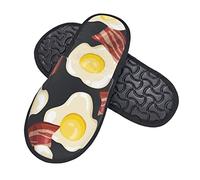 Caldo Pantofole Invernali Fried Eggs And Bacon Ciabatte In Feltro Comode Pantofole Donna Uomo Per Viaggi, Ospiti, Donne L