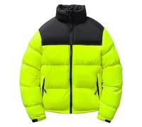 Caldo Splicing Puff Jacket Color Block Puffer Jacket per gli uomini Maschio Impermeabile Cappotto Isolato, Verde fluorescente, 3XL