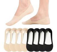 Caldodo Calzini da ginnastica da donna, 39-42, 35-38, calzini invisibili, antiscivolo, estivi, senza show ballerina, 4Nero/4Beige, 35-38