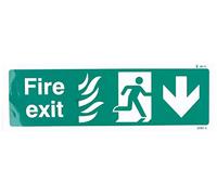Caledonia segni 22092 g Fire exit Arrow Down HTM Sign, vinile autoadesivo, 300 mm x 100 mm