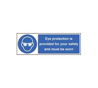 Caledonia segni 25002E occhio protezione garantita per la vostra sicurezza e deve essere indossato Sign, vinile autoadesivo, 200 mm x 150 mm