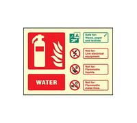 Caledonia segni 31237D "identificazione dell' acqua estintore segno, Photo Luminescent rigido, 150 mm x 100 mm