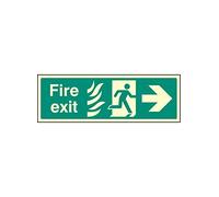 Caledonia segni 32084 g "Fire exit photo, Right" Sign, Photo Luminescent rigido, 300 mm x 100 mm