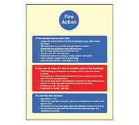 Caledonia segni 41438E "Fire Action Notice (restare) per ballerine" Sign, Photo Luminescent autoadesiva in vinile, 200 mm x 150 mm