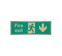 Caledonia segni 59518 Fire exit Arrow Down in ottone, etichetta, 300 mm x 100 mm