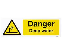 Caledonia Signs 14207G - Cartello in plastica rigida "Danger Deep Water", 300 mm x 100 mm